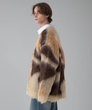 WEGO 【ユニセックス着用ITEM/MLサイズ展開】モヘアタッチパターンカーディガン ベージュ