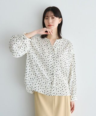 YECCA VECCA 2wayボリューム袖花柄ブラウス Off White