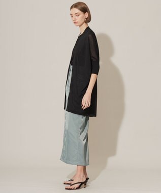 ICB 【洗える】 リネンポリエステルハイゲージ カーディガン ブラック系