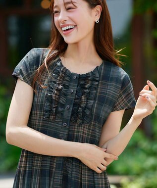 Tiaclasse 【おのののかさん着用・新色追加】フリルワンピース ネイビーチェック
