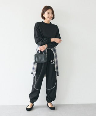 CRAFT STANDARD BOUTIQUE モックネックリングドット長袖プルオーバー Black