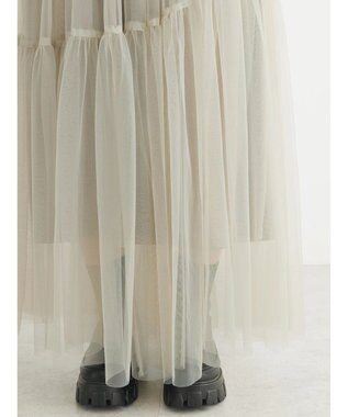 Green Parks ・ＥＬＥＮＣＡＲＥ　ＤＵＥ　チュールティアードスカート Gray Beige