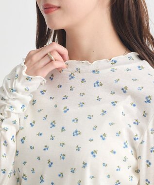 earth music&ecology ハイネックフラワーメロープルオーバー Ivory