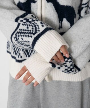 WEGO 雪柄ダブルジップニット ホワイト