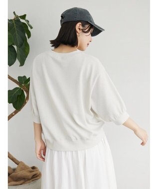 Green Parks ７分袖ラメ裏毛パフプルオーバー Ivory