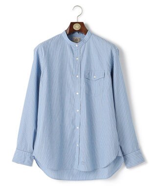 J.PRESS MEN 【WEB・一部店舗限定】コットンブロードストライプ バンドカラーシャツ