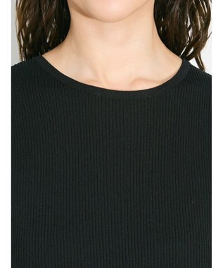 Green Parks ランタン型ニットドッキングタフタワンピース Black