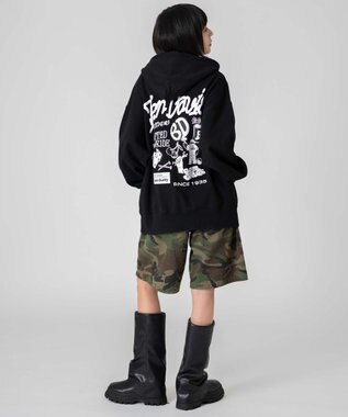 WEGO 【ユニセックス着用ITEM/MLサイズ展開】別注BENDAVISグラフィックジップパーカー ブラック