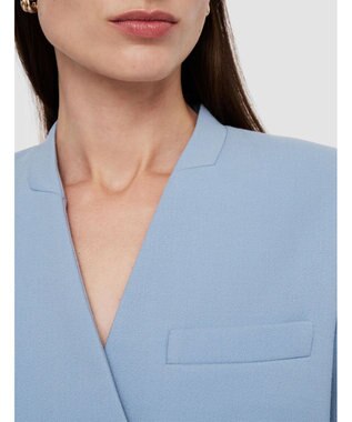 JOSEPH テーラリングクレープ　ノーカラージャケット Faded Sky