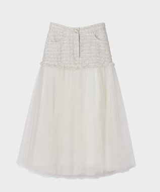 GRACE CONTINENTAL ツイードコンビチュールスカート ホワイト