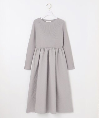 ANY SIS 【洗える】フクレジャカード ワンピース ライトグレー