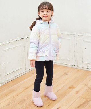 ANY KIDS 【洗濯機OK】中綿リボンコート レインボー