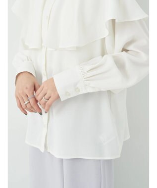 earth music&ecology ケープカラーブラウス Off White