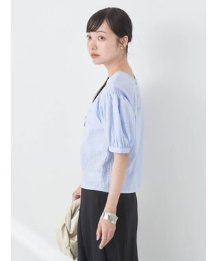 earth music&ecology 刺繍パフスリーブブラウス Sax