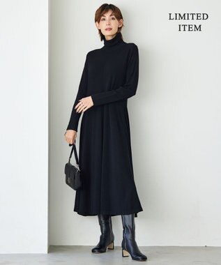 ICB 【WEB限定・洗える】 ヴィスコースハイゲージ ワンピース ブラック系