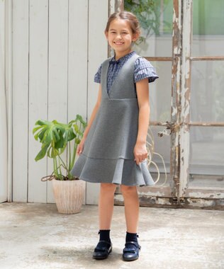 組曲 KIDS 【110-140㎝】【前後着用可】2WAY ジャンスカ チャコール