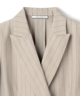 BEIGE， ERYTH / リネンストライプダブルジャケット Flax × Bordeaux