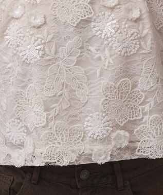 GRACE CONTINENTAL チュール刺繍トップ ホワイト