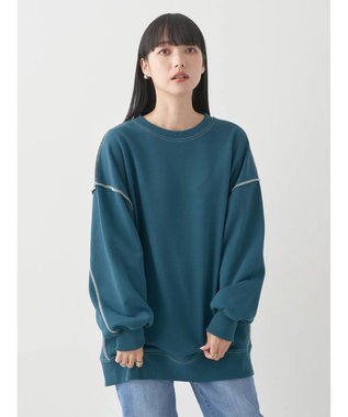 earth music&ecology 配色ルーズスウェット Green