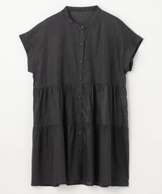 ANY 【洗濯機可能】シルキーソフトティアードブラウス ブラック