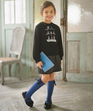 組曲 KIDS 【110-140㎝】ハウンドトゥースラップ キュロット チャコールグレー系3