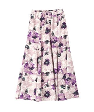 YECCA VECCA 水彩フラワー柄マーメイドスカート Purple