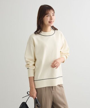 Green Parks もちやわモックネックニットプルオーバー White