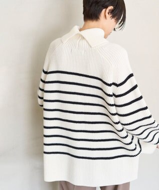 UNFILO あぜ編みオフタートルニット ボーダー