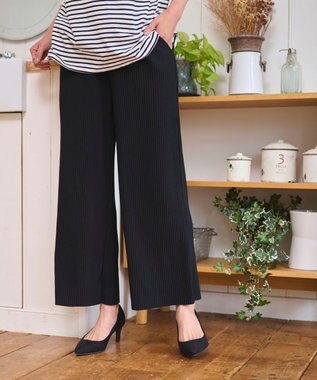 WEGO 【WEB限定/2025年秋冬新作/裾カットOK！自分サイズに調整可能/ウエストゴム/しわになりにくい/】カットプリーツパンツ ブラック中濃色