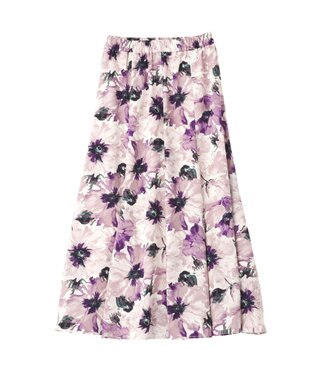 YECCA VECCA 水彩フラワー柄マーメイドスカート Purple