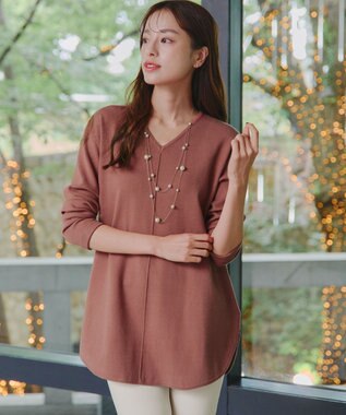 Tiaclasse L 【安田美沙子さん着用・新色追加・洗える】ラウンドヘムニットチュニック ピンク