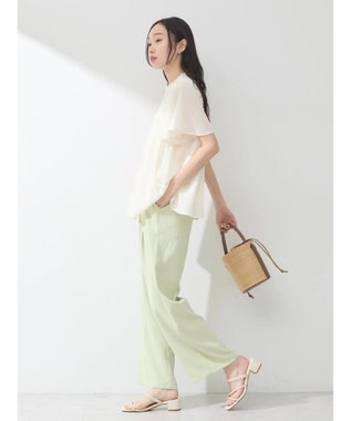 earth music&ecology マジョリカプリーツ半袖ブラウス Ivory