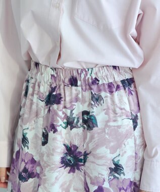 YECCA VECCA 水彩フラワー柄マーメイドスカート Purple