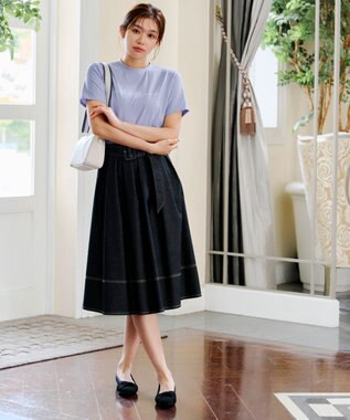 Tiaclasse 【洗える】シンプルロゴプリントTシャツ ブルー(筆記体ロゴ）