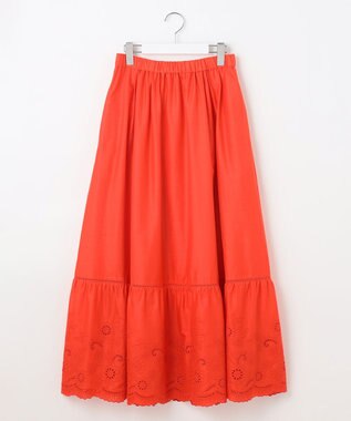 自由区 L 【カタログ掲載・接触冷感・洗える】エンブロイダリーローンティアード スカート マンダリン