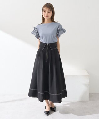 earth music&ecology フォールドオーバーウエストスカート Black