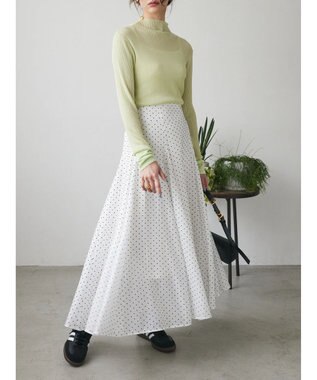 Green Parks AnriettMusee ドットフレアーロングスカート Off White