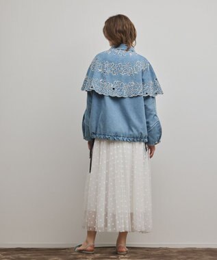 GRACE CONTINENTAL ケープ付カバーオールジャケット サックス