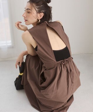 WEGO 【ANGIE VINTAGE】バックオープンノースリーブワンピース ダークブラウン
