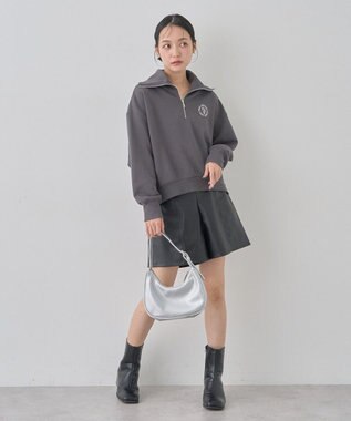 earth music&ecology ハーフＺＩＰプルオーバー Charcoal Gray