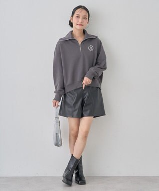 earth music&ecology ハーフＺＩＰプルオーバー Charcoal Gray
