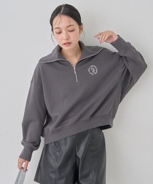 earth music&ecology ハーフＺＩＰプルオーバー Charcoal Gray