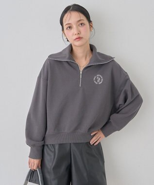 earth music&ecology ハーフＺＩＰプルオーバー Charcoal Gray