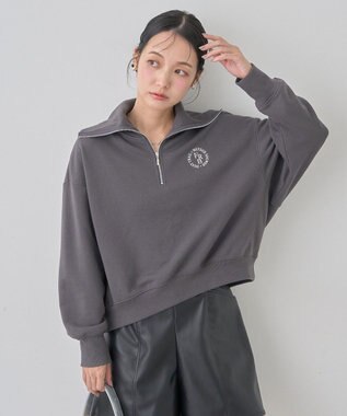 earth music&ecology ハーフＺＩＰプルオーバー Charcoal Gray