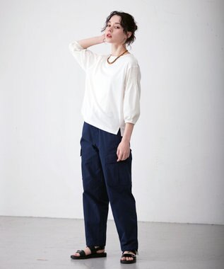 J.PRESS YORK STREET 【WOMEN】ファブリックスリーブ　プルオーバー ホワイト系