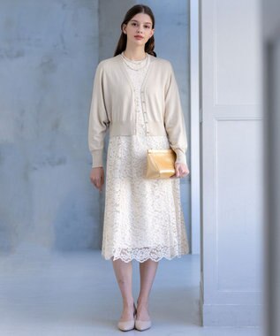 23区 S 【APPLAUDIR】コンパクト ドルマンスリーブ ラメカーディガン シャンパン