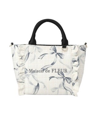 Maison de FLEUR ツイードリボンプリント2WayバッグS Black