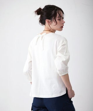 J.PRESS YORK STREET 【WOMEN】ファブリックスリーブ　プルオーバー ホワイト系