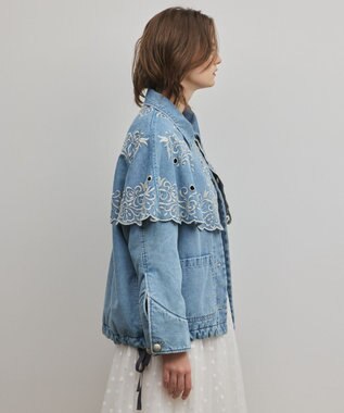 GRACE CONTINENTAL ケープ付カバーオールジャケット サックス