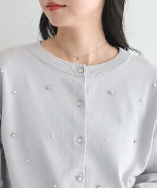 earth music&ecology パール＆ビジューカーディガン Gray